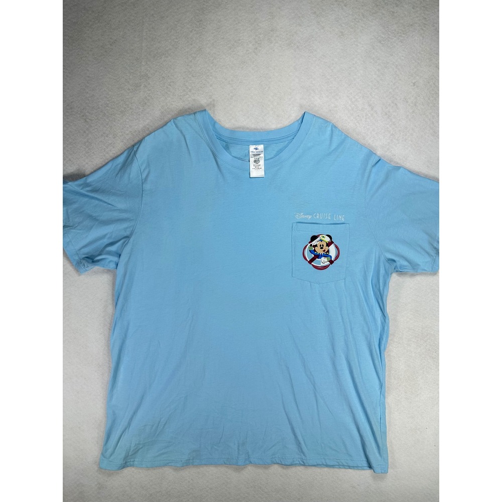 Disney Cruise Line Mens 3XL Blue Pocket T-Shirt Captain Mickey Ship Graphic Tee